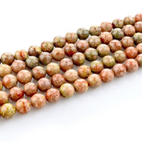 Unakite Gyöngyök, Kerek, természetes, különböző méretű a választás, Lyuk:Kb 1mm, Naponta eladott Kb 15 inch Strand