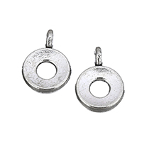 Sinc Alloy Pendants, Donut, dath airgid antique plátáilte, nicil, luaidhe & caidmiam saor in aisce, 8.50x12x3.50mm, Poll:Thart 1mm, 300ríomhairí pearsanta/Lot, Díolta De réir Lot