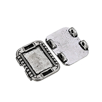 Zinklegering connector settings, Zinc Alloy, Rechthoek, antiek zilver plated, 2/2 lus, nikkel, lood en cadmium vrij, 14x18x4mm, Gat:Ca 1.2mm, Binnendiameter:Ca 4x1mm, 200pC's/Lot, Verkocht door Lot