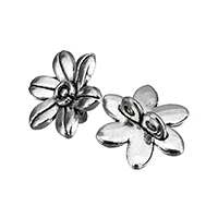 Flower zinek konektor, Květina, starožitné barva postříbřená, 1/1 smyčka, nikl, olovo a kadmium zdarma, 14x13x6mm, Otvor:Cca 1.4mm, 200PC/Lot, Prodáno By Lot