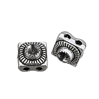 Cink Alloy priključak Podešavanje, Trg, starinski srebrne boje pozlaćen, 2/2 petlje, nikal, olovo i kadmij besplatno, 8x8x6mm, Rupa:Približno 1.5mm, Unutarnji promjer:Približno 3mm, 200računala/Lot, Prodano By Lot