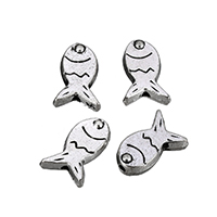 Zinc Alloy Animal Beads Fish antique silver color plated nickel lead & cadmium free Approx 1mm Sold By Lot