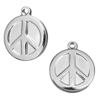 Rostfritt stål Smycken Hängen, ROSTFRITT STÅL, Peace Logo, ursprungliga färgen, 14x16.50x3mm, Hål:Ca 1mm, 50PC/Lot, Säljs av Lot