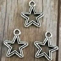 Sinkkiseos Star riipus, Tähti, antiikki hopea päällystetty, lyijy ja sen kadmium vapaa, 17.5x14mm, Reikä:N. 2mm, 50PC/laukku, Myymät laukku