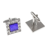 Manschettknapp, Zink Alloy, Square, platina pläterad, med cubic zirconia, leda & kadmiumfri, 18x18mm, Säljs av Par