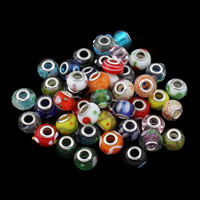 Lampwork Perlen European Stil, handgemacht, Messing-Dual-Core ohne troll & gemischt, 13x9-18x9mm, Bohrung:ca. 5mm, 20PCs/Tasche, verkauft von Tasche