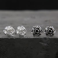 925 Sterling Silver Stud naušnica, Cvijet, različiti materijali za izbor & za žene, 7mm, Prodano By par