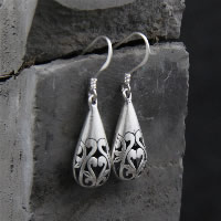 Thailand Sterling sieraden Earring, Thailand Sterling Silver, Traan, voor vrouw & hol, 10x21mm, Verkocht door pair