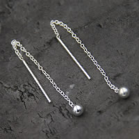 925 Sterling Silver Snáithe Trí Earrings, do bhean, 4x50mm, Díolta De réir Péire