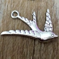 Pendentifs animaux en alliage de zinc, colombe, Plaqué de couleur d'argent, sans plomb et cadmium, 27x24mm, Trou:Environ 2mm, 50PC/sac, Vendu par sac