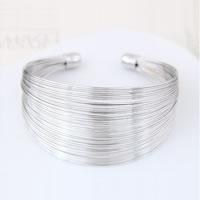 alliage de zinc bracelet manchette, Placage de couleur platine, sans plomb et cadmium, 63x30mm, Diamètre intérieur:Environ 63mm, Longueur Environ 7.5 pouce, Vendu par PC