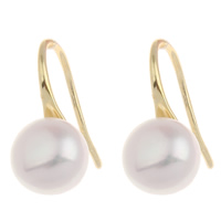 Freshwater Pearl Earrings Brass with Freshwater Pearl gold color plated natural nickel lead & cadmium free Sold By Pair