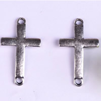 Cross Sinkkiseos Connector, Ylittää, antiikki hopea päällystetty, 1/1 silmukka, lyijy ja sen kadmium vapaa, 35.50x22x3.20mm, Reikä:N. 1.5mm, 30PC/laukku, Myymät laukku