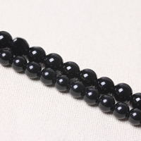 Svart agat Bead, Rund, olika storlek för val, Hål:Ca 1mm, Såld Per Ca 15 inch Strand