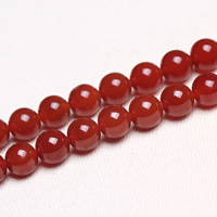 Red Agate Perla, Krug, prirodan, različite veličine za izbor, Rupa:Približno 1mm, Prodano Per Približno 15 inčni Strand