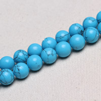 Syntetický Turquoise Korálek, Kolo, různé velikosti pro výběr, Otvor:Cca 1mm, Prodáno za Cca 15 inch Strand