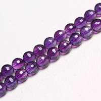 Ametyst Bead, Runde, naturlig, Februar Birthstone & forskellig størrelse for valg & facetteret, Hole:Ca. 1mm, Solgt Per Ca. 15 inch Strand