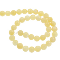 Jade Geel Kraal, Ronde, verschillende grootte voor keus, beige, Gat:Ca 1mm, Per verkocht Ca 15 inch Strand