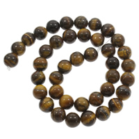 Tiger Eye Perla, Krug, različite veličine za izbor, Rupa:Približno 1mm, Prodano Per Približno 15 inčni Strand