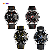 Montre à bijoux pour homme SKmei®, cuir de peau de vache, avec verre & alliage de zinc, Placage, plus de couleurs à choisir, 46x49mm, Longueur Environ 9.6 pouce, Vendu par PC