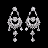 Sinc Alloy Buail Earring, le earnut plaisteach, déanta as cruach dhosmálta iar earring, dath platanam plátáilte, le rhinestone, luaidhe & caidmiam saor in aisce, 100x45mm, Díolta De réir Péire