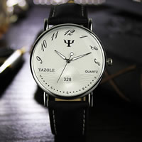 Yazole® Unisex Jewelry Watch, cuir de peau de vache, avec verre & alliage de zinc, Placage, unisexe & réglable & lumineux & émail, plus de couleurs à choisir, protéger l'environnement, sans nickel, plomb et cadmium, 38x7mm, Longueur Environ 9 pouce, Vendu par PC