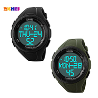 SKmei® mannen sieraden horloge, Silicone, met Plastic & Roestvrij staal, meer kleuren voor de keuze, nikkel, lood en cadmium vrij, 51x46mm, Lengte Ca 9.8 inch, Verkocht door PC