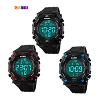 SKmei® mannen sieraden horloge, Silicone, met Plastic & Zinc Alloy, plated, meer kleuren voor de keuze, nikkel, lood en cadmium vrij, 49x55mm, Lengte Ca 10.2 inch, Verkocht door PC