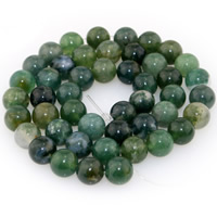 Natuurlijke zeegroene agaat kralen, Moss Agate, Ronde, verschillende grootte voor keus, Per verkocht Ca 15.5 inch Strand