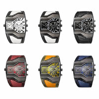 Montre Oulm® Men Jewelry, cuir PU, avec cadran en alliage de zinc & verre, Placage, réglable & pour homme, plus de couleurs à choisir, protéger l'environnement, sans nickel, plomb et cadmium, 46x52x10mm, 23mm, Longueur Environ 9.4 pouce, Vendu par PC