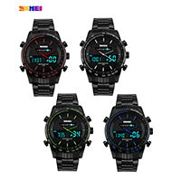 SKmei® Reloj para hombre, acero inoxidable, con Vidrio & aleación de zinc, iónico negro, más colores para la opción, libre de níquel, plomo & cadmio, 48x54mm, longitud aproximado 10 Inch, Vendido por UD