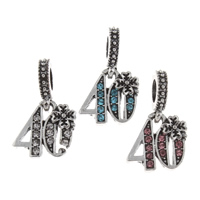 European Zinc Alloy Privjesci, Cink Alloy, Broj 40, starinski srebrne boje pozlaćen, bez trol & s Rhinestone, više boja za izbor, dovesti i kadmija besplatno, 14x23mm, Rupa:Približno 4mm, 10računala/Torba, Prodano By Torba