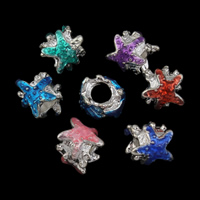 Grânulos de European de liga de zinco, Estrela do mar, banho de cor prata antiga, sem troll & esmalte, Mais cores pare escolha, Chumbo e cádmio livre, 11x10mm, Buraco:Aprox 4.5mm, 10PCs/Bag, vendido por Bag