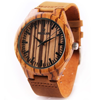 Montre à bijoux Redear®Men, cuir de peau de vache, avec Bambou & verre & acier inoxydable, Placage, naturel & réglable & pour homme, 54x11mm, Longueur Environ 7.8 pouce, Vendu par PC