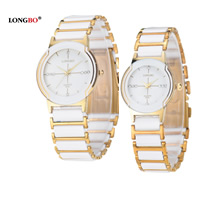 LONGBO® Unisex Nakit Watch, Porculan, s Staklo & Cink Alloy, pozlaćen, različitih stilova za izbor & s Rhinestone, više boja za izbor, nikal, olovo i kadmij besplatno, Prodano By PC