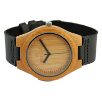 Redear®Unisex Korut Watch, Lehmänvuota, kanssa Bambu & Lasi & Ruostumaton teräs, päällystetty, luonnollinen & säädettävä, 54x11mm, Pituus N. 8 tuuma, Myymät PC