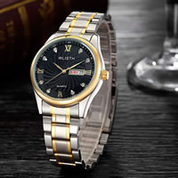 WLISH® Men Jewelry Watch  Stainless Steel with Glass plated for man & waterproof & with rhinestone Length Approx 9 Inch Sold By PC