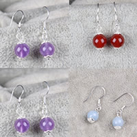 Gemstone Buail Earring, le Sinc Alloy, iarann Hook earring, Babhta, ábhair éagsúla do rogha & do bhean, 10mm, Díolta De réir PC