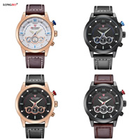 LONGBO®Men Jewelry Watch, PU, με Ποτήρι & Κράμα ψευδάργυρου, επιχρυσωμένο, ρυθμιζόμενο & για τον άνθρωπο, περισσότερα χρώματα για την επιλογή, νικέλιο, μόλυβδο και κάδμιο ελεύθεροι, 45mm, Μήκος Περίπου 9.6 inch, Sold Με PC