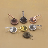 Brass Lever Back Earring Component Flat Round plated nickel lead & cadmium free 12-15mm Sold By Bag