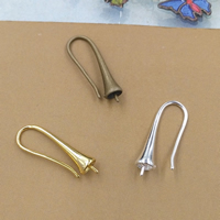 Brass Hook earwire, Sárgaréz, galvanizált, több színt a választás, nikkel, ólom és kadmium mentes, 10x22mm, 20PC-k/Bag, Által értékesített Bag