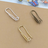 Brass Hook earwire, Sárgaréz, galvanizált, több színt a választás, nikkel, ólom és kadmium mentes, 10x20mm, 50PC-k/Bag, Által értékesített Bag