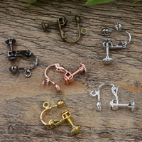 Messing Schroef Back Clip-on Earring Bevindingen, plated, meer kleuren voor de keuze, nikkel, lood en cadmium vrij, 14x17mm, 20pC's/Bag, Verkocht door Bag