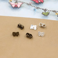 ottone Tensione Ear Nut, Farfalla, placcato, nessuno, assenza di nichel,piombo&cadmio, 6x4mm, 500PC/borsa, Venduto da borsa