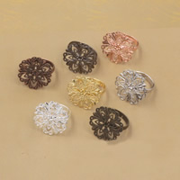 Base anello in ottone a lunetta, Fiore, placcato, regolabile, nessuno, assenza di nichel,piombo&cadmio, 20mm, Misura:6-9, 20PC/borsa, Venduto da borsa