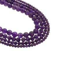 Natuurlijke Amethyst kralen, Amethist, Ronde, Februari Birthstone & verschillende grootte voor keus, Gat:Ca 1mm, Per verkocht Ca 15.5 inch Strand