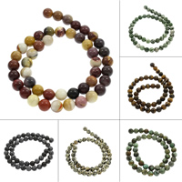 Mješoviti Gemstone perle, Dragi kamen, Krug, prirodan, različiti materijali za izbor, 8mm, Rupa:Približno 1mm, Približno 48računala/Strand, Prodano Per Približno 15.5 inčni Strand