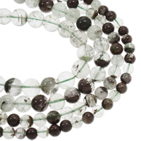 Green Phantom Quartz Bead, Runde, naturlig, forskellig størrelse for valg, Hole:Ca. 1mm, Solgt Per Ca. 15.5 inch Strand