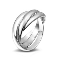 Anillo de dedo de latón, metal, chapado en plata real, diverso tamaño para la opción & para mujer, libre de plomo & cadmio, 3mm, Vendido por UD