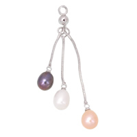 Freshwater Pearl Vedhæng, Messing, med Ferskvandsperle, platin farve forgyldt, flere farver til valg, nikkel, bly & cadmium fri, 8x66, Hole:Ca. 3mm, Solgt af PC